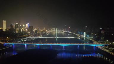 重庆<strong>长江大桥</strong>夜景交通航拍